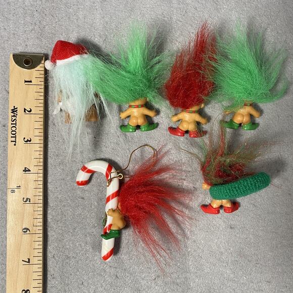 Lot of 10 Holiday Christmas Troll Doll Ornament Pencil Topper Toy Vintage - Picture 3 of 7